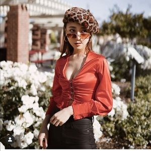 Romantic ruby silk blouse